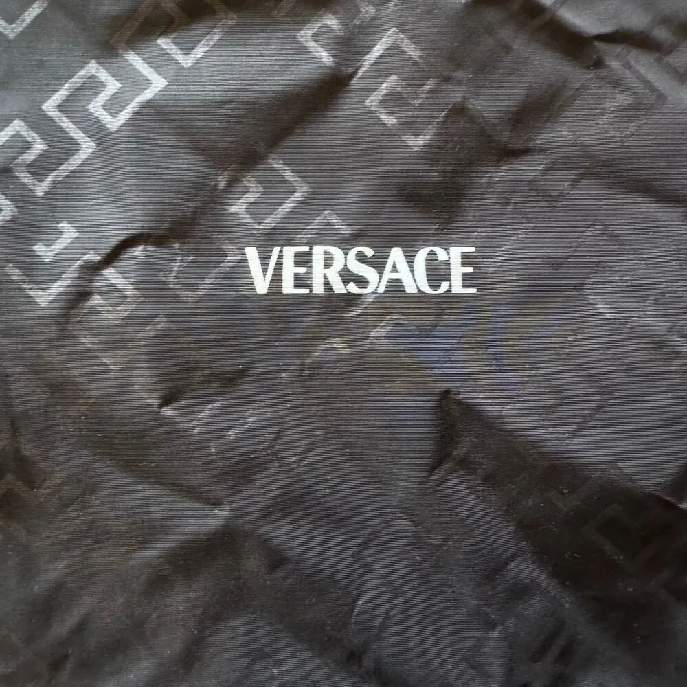 Versace Drawstring Backpack Rucksack Black Logo Print Back Sac Travel Sporty Gym